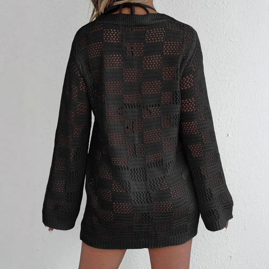 Women's Long Sleeve Open Cardigan Beach Cover Up Sun Protection Bikini Wrap Coat Hollow Out Design Crossbody Strap Jacket
Women's Long Sleeve Open Cardigan Beach Cover Up Sun Protection Bikini Wrap Coat Hollow Out Design Crossbody Strap Jacket