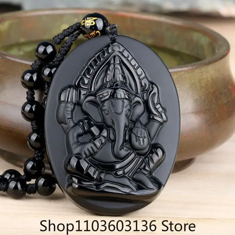 Beautiful Handwork Natural Black Obsidian Carved Elephant Nose Buddha God of Wealth Lucky Pendant + Beads Necklace Gift Jewelry
Beautiful Handwork Natural Black Obsidian Carved Elephant Nose Buddha God of Wealth Lucky Pendant + Beads Necklace Gift Jewelry