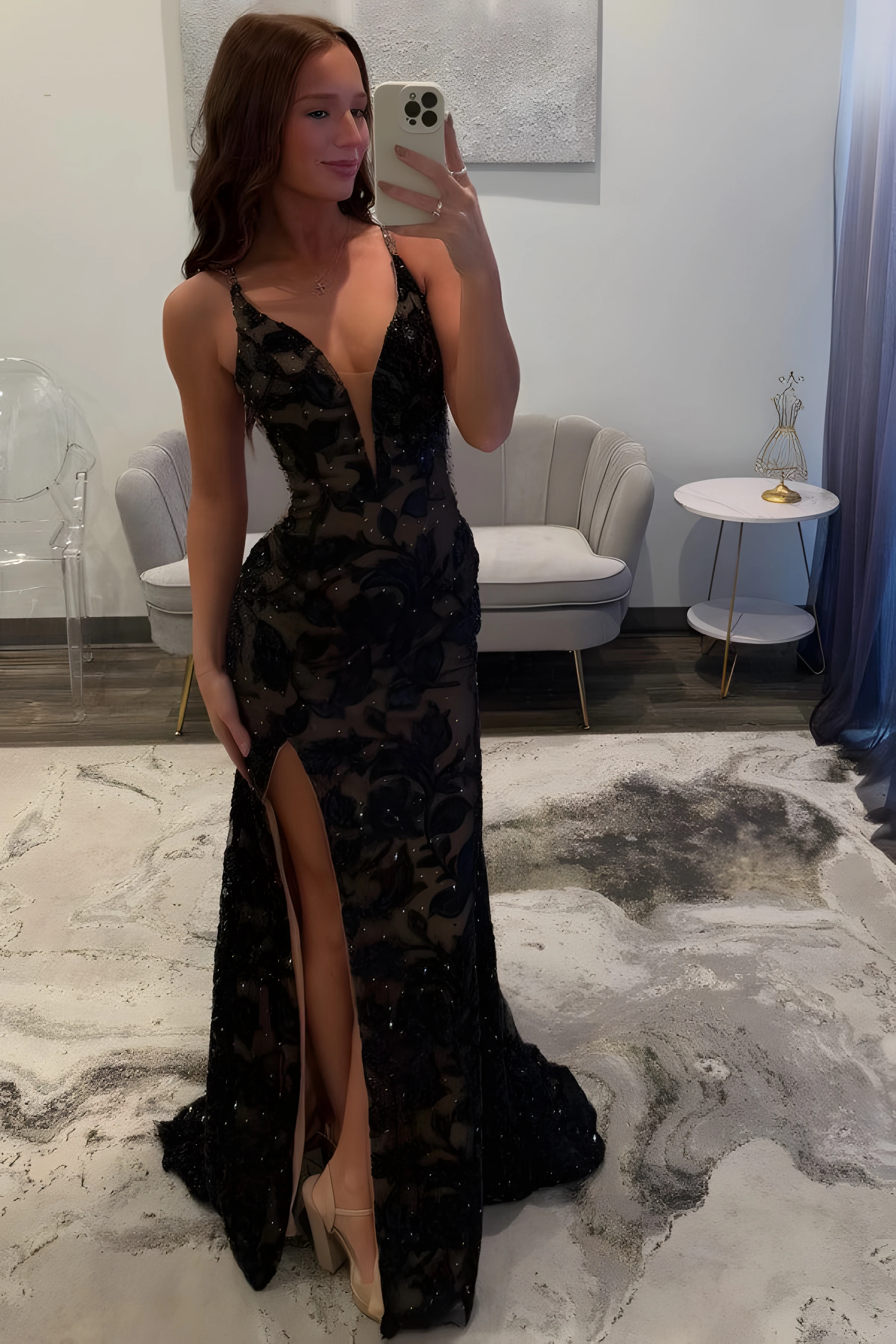 Dark Seductive Women's Formal Evening Gowns Prom Dress Party Mermaid Spaghetti Straps Deep V-Neck Open Low Back Thigh-High Slit
Dark Seductive Women's Formal Evening Gowns Prom Dress Party Mermaid Spaghetti Straps Deep V-Neck Open Low Back Thigh-High Slit