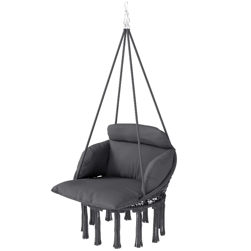 Hanging Hammock Chair with Soft Cushion 320gsm Polyester Cotton Fabric Steel Frame Porch Swing 265lbs Capacity for Patio Garden
Hanging Hammock Chair with Soft Cushion 320gsm Polyester Cotton Fabric Steel Frame Porch Swing 265lbs Capacity for Patio Garden