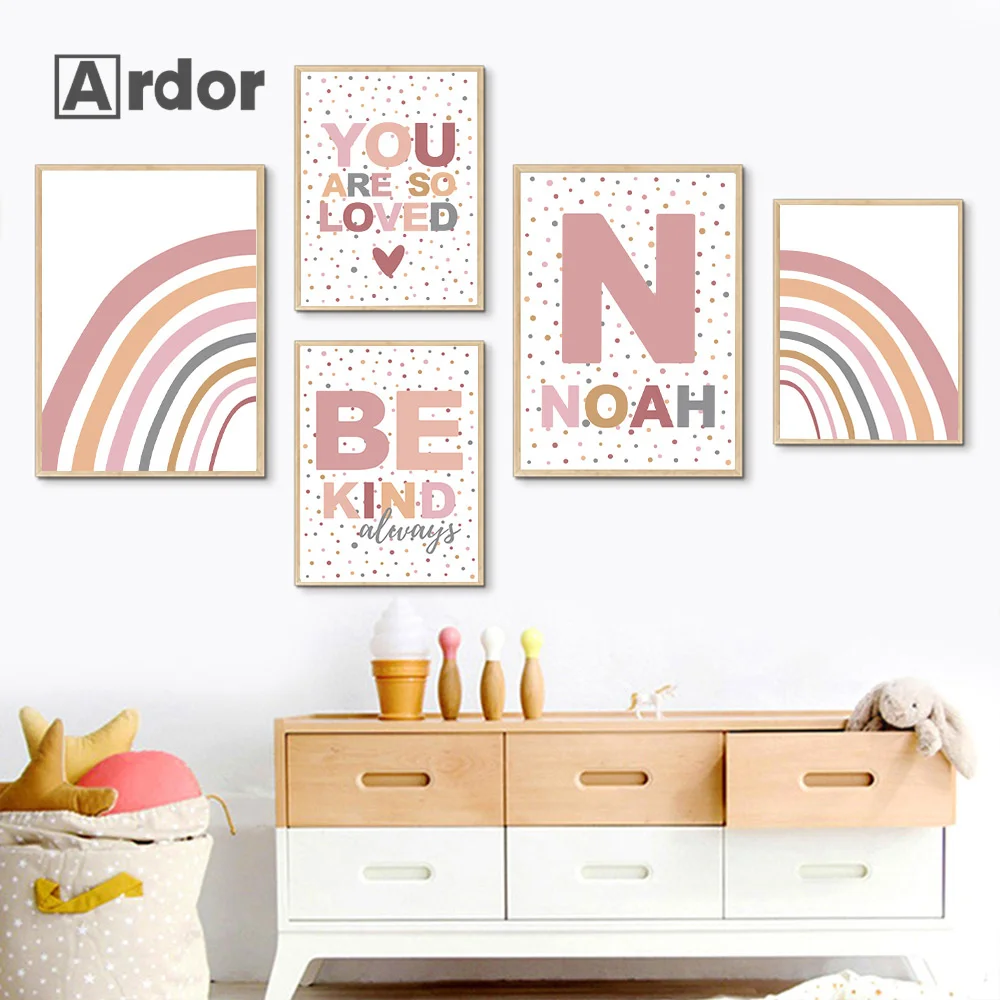 Pink Baby Art Poster Custom Name Canvas Painting Rainbow Quotes Print Nordic Nursery Kids Wall Pictures Sisters Girls Room Decor
Pink Baby Art Poster Custom Name Canvas Painting Rainbow Quotes Print Nordic Nursery Kids Wall Pictures Sisters Girls Room Decor