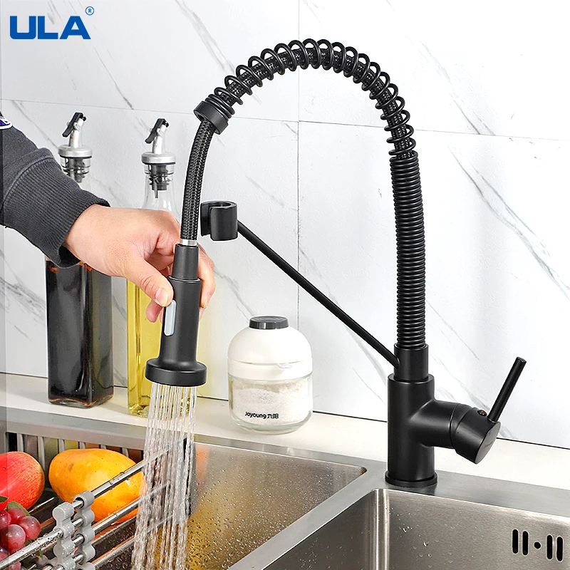 ULA Brass Kitchen Faucet 360 Degree Rotating Pull-out Faucet Kitchen Hot and Cold Mixer Water Faucet Black Kitchen Sink Mixer
ULA Brass Kitchen Faucet 360 Degree Rotating Pull-out Faucet Kitchen Hot and Cold Mixer Water Faucet Black Kitchen Sink Mixer