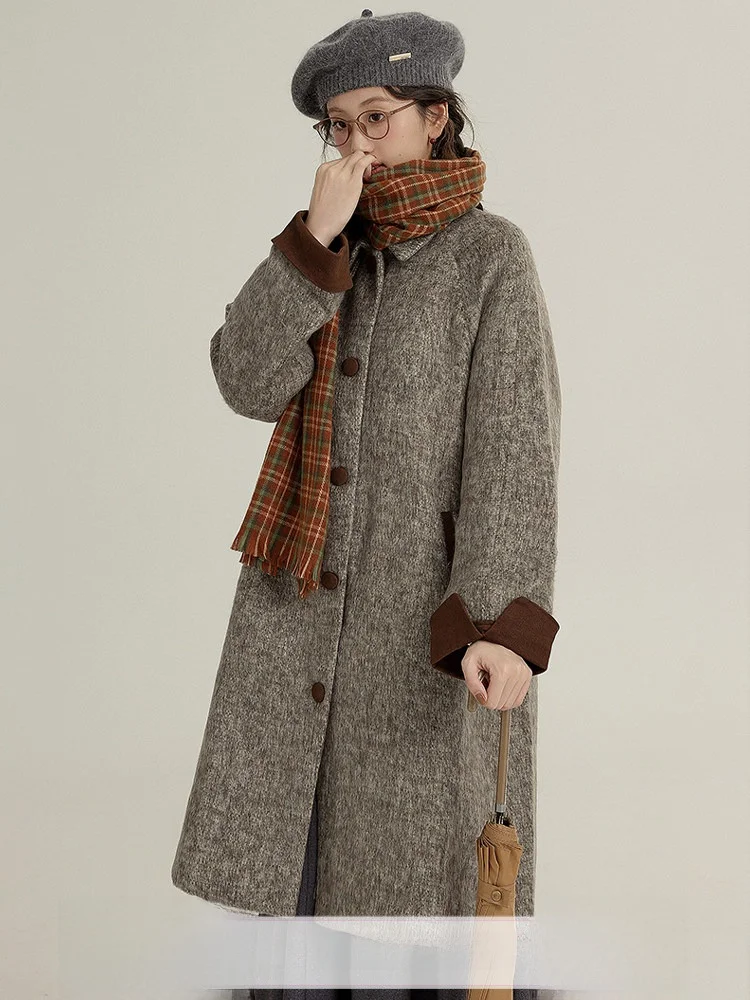 Thickened Winter Grey Woolen Coat Three-Inch Lotus Snow Country Warm Winter High-End Feel Stand Collar Women's Outerwear
Thickened Winter Grey Woolen Coat Three-Inch Lotus Snow Country Warm Winter High-End Feel Stand Collar Women's Outerwear