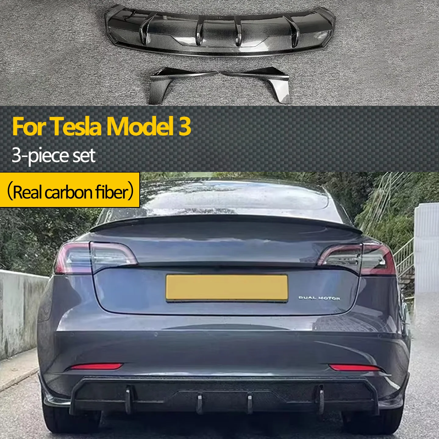 Подходит для Tesla Model 3, задний диффузор из углеродного волокна, спойлер, задний сплиттер Tesla 3, модифицированный задний спойлер RZ, обертка для стайлинга автомобиля 
Подходит для Tesla Model 3, задний диффузор из углеродного волокна, спойлер, задний сплиттер Tesla 3, модифицированный задний спойлер RZ, обертка для стайлинга автомобиля