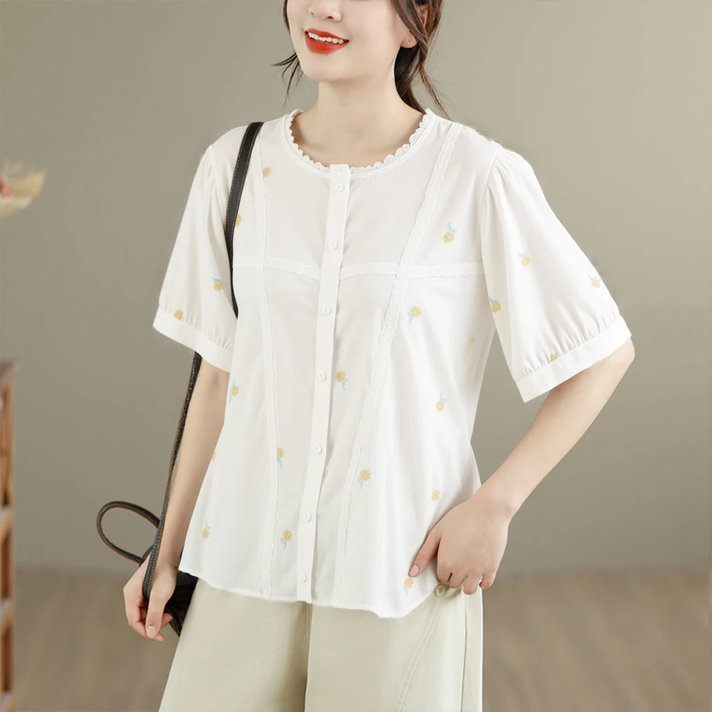 Elegant Embroidered Short Sleeve Shirt Jacket Women's Summer New Style Brand plus Size Commute Fashion Loose Fit round Neck
Elegant Embroidered Short Sleeve Shirt Jacket Women's Summer New Style Brand plus Size Commute Fashion Loose Fit round Neck