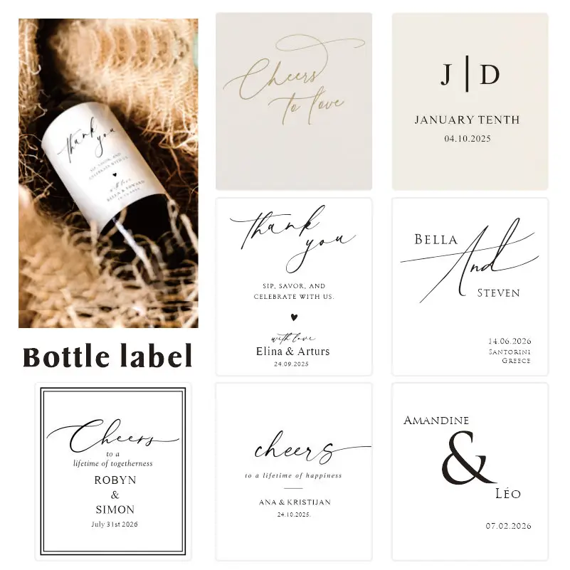 Customized red wine stickers and logo stickers for weddings, birthdays and christenings. Design your own stickers
Customized red wine stickers and logo stickers for weddings, birthdays and christenings. Design your own stickers