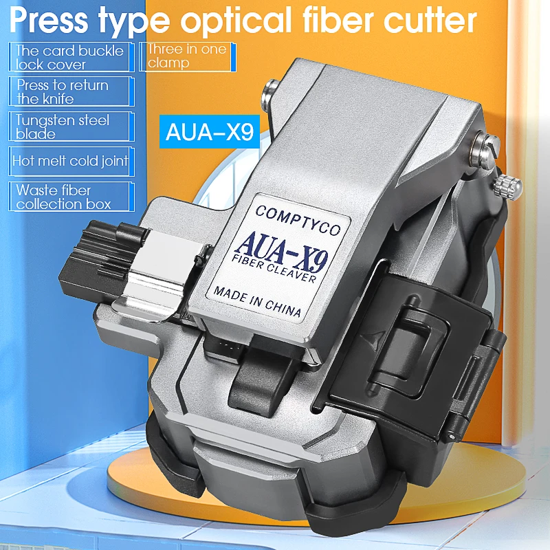 COMPTYCO AUA-X9 Fiber Cleaver High-precision Optical Fiber Cutter FTTH Cold Joint/Fusion Splicing Cable Cutting Tool
COMPTYCO AUA-X9 Fiber Cleaver High-precision Optical Fiber Cutter FTTH Cold Joint/Fusion Splicing Cable Cutting Tool