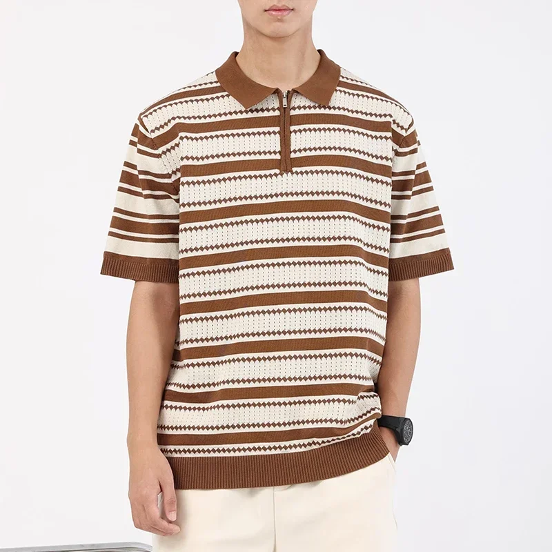 Summer Short Sleeve Men Sweater Polo Shirt Business Slim Fit Striped Polo Shirt Soft Ice Silk T Shirt Men
Summer Short Sleeve Men Sweater Polo Shirt Business Slim Fit Striped Polo Shirt Soft Ice Silk T Shirt Men