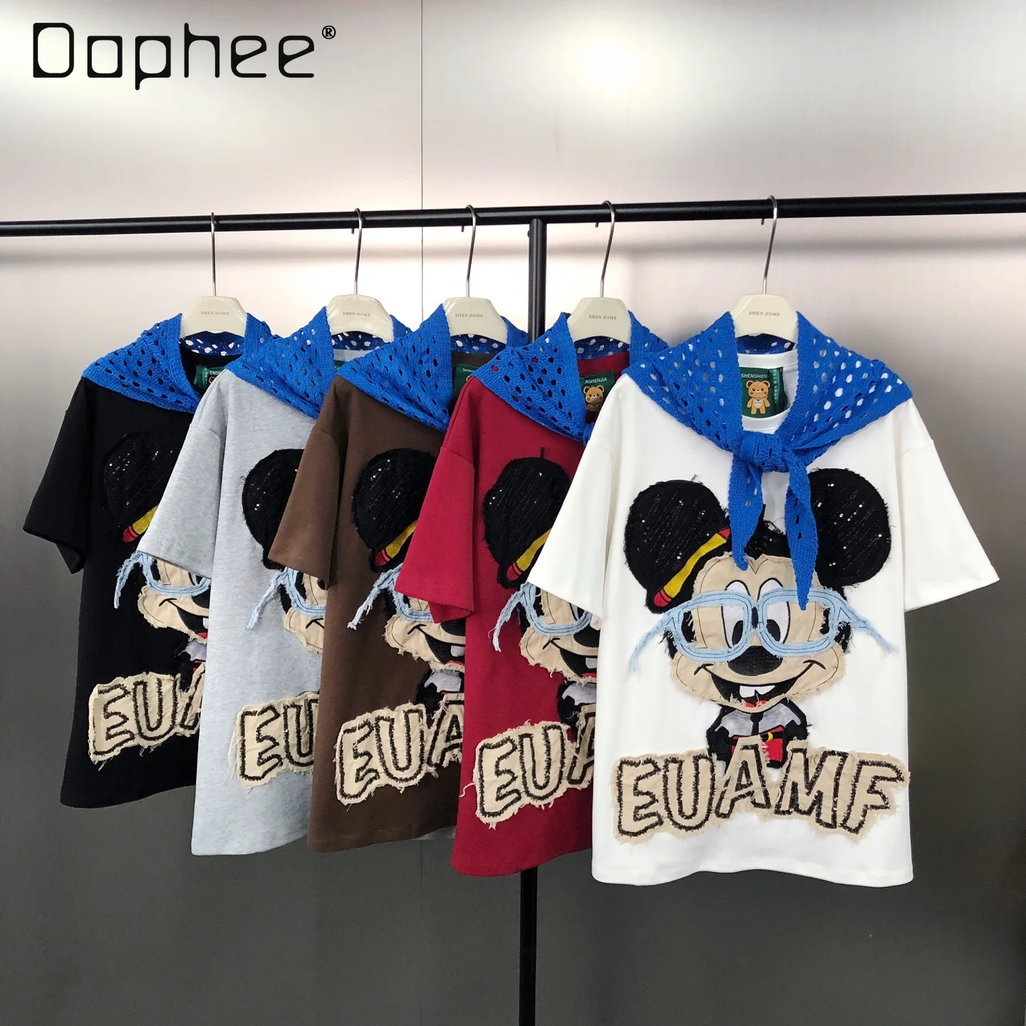 Fashion Cartoon Embroidered Patch Short Sleeve T-Shirt Retro Tee Loose Cotton Casual Sequin Top Women Clothing
Fashion Cartoon Embroidered Patch Short Sleeve T-Shirt Retro Tee Loose Cotton Casual Sequin Top Women Clothing