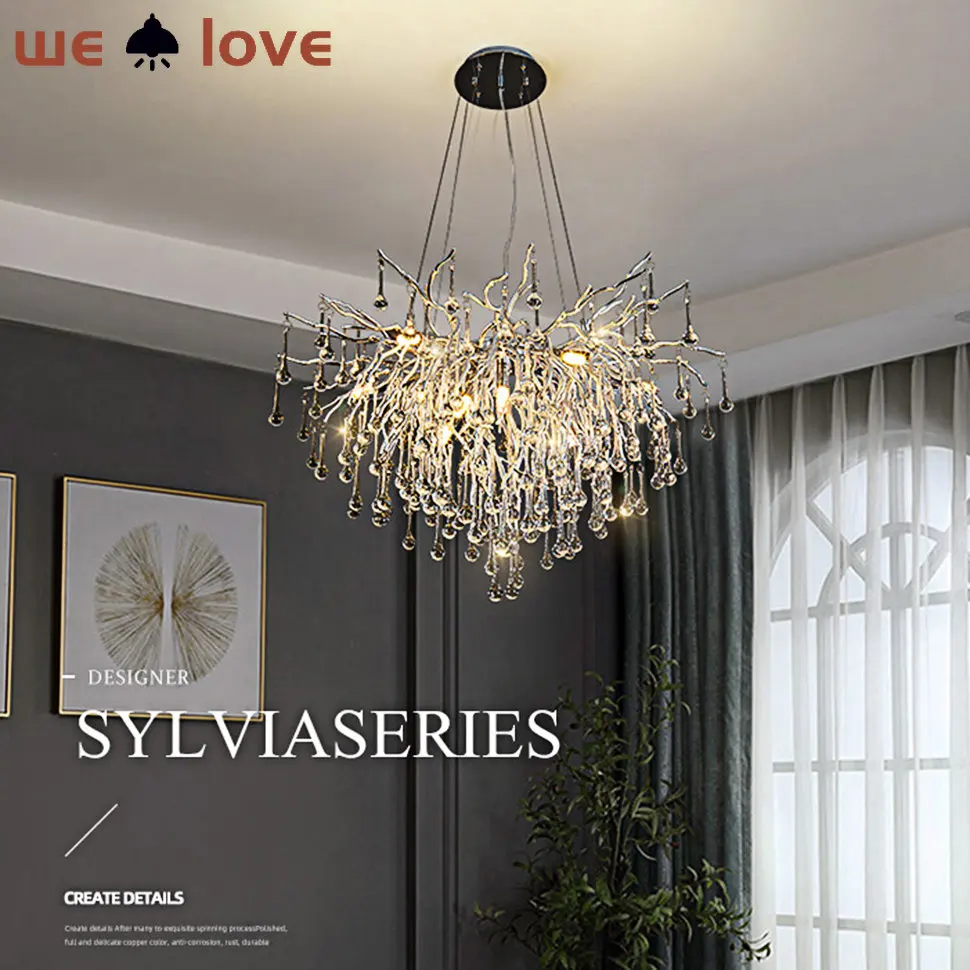 American Chrome Crystal Branch Chandelier LED for Living Room Bedroom Luster Hanging Lamp Hotel Hall Decoration Ceiling Light
American Chrome Crystal Branch Chandelier LED for Living Room Bedroom Luster Hanging Lamp Hotel Hall Decoration Ceiling Light