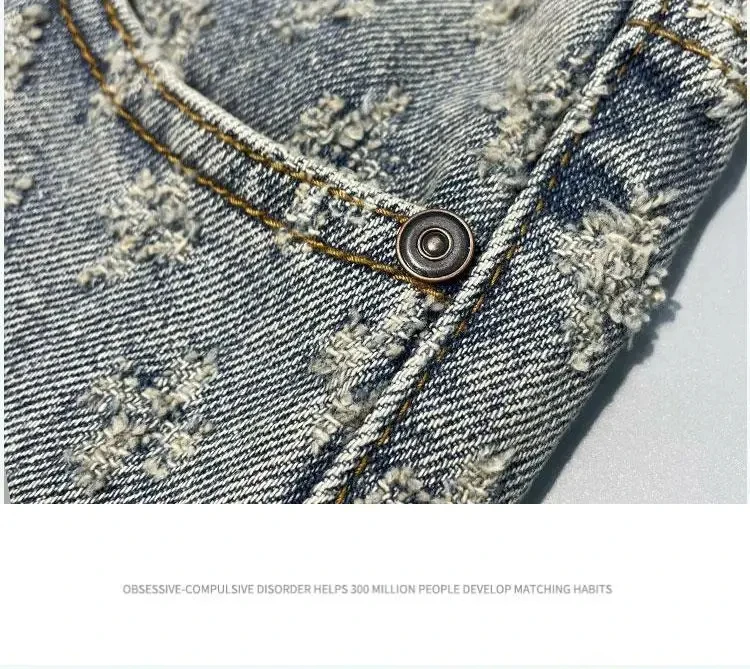 American Y2K Light Luxury Quality Retro Denim Shorts Summer Hip Hop INS Men Loose Shave Jacquard Couple Denim Five Point Pants 26 S93b23e1119d14067b0446212c8322e4fi