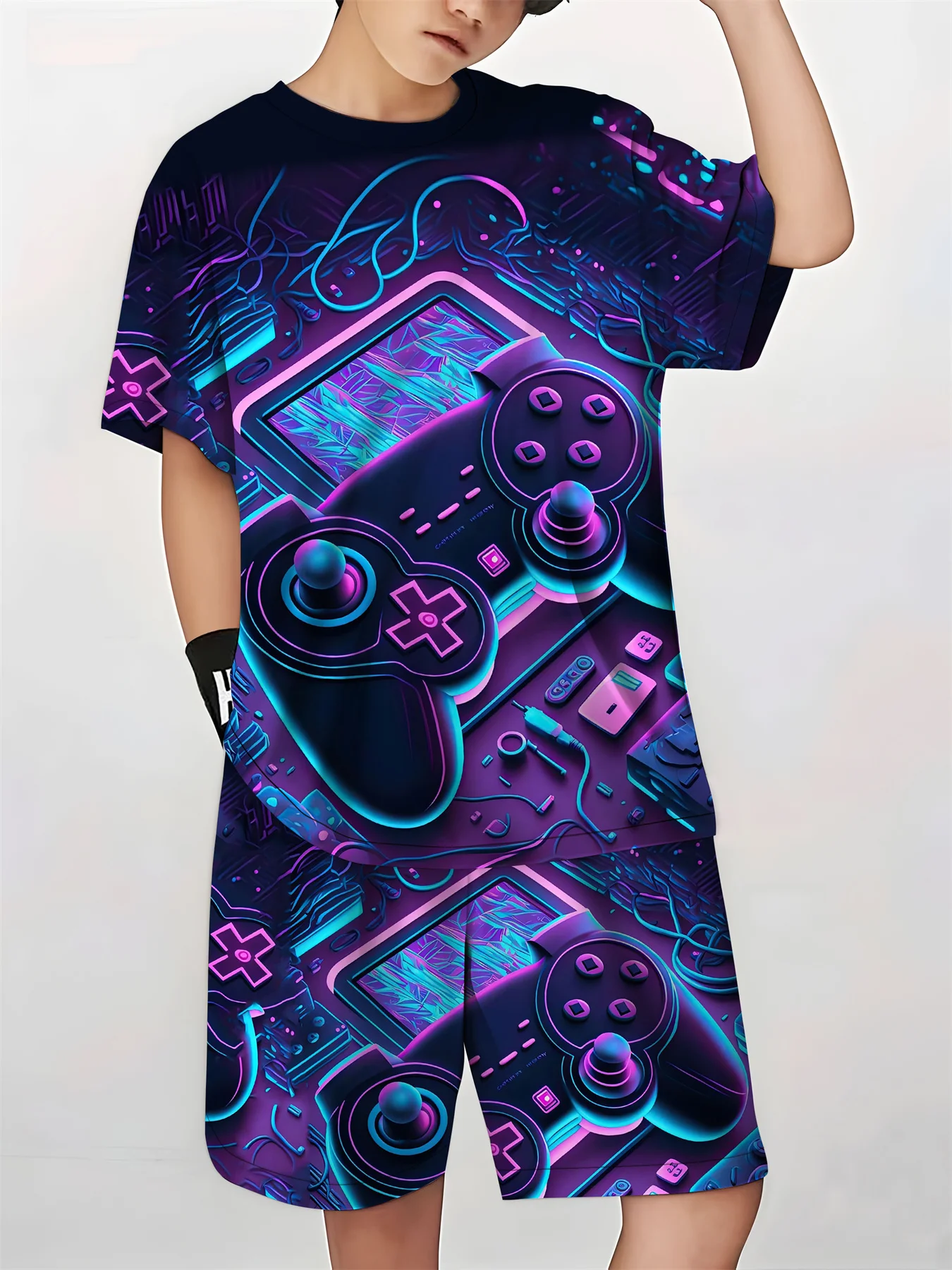 Children's Handle 3D Printed Boys T-Shirt Set Crew Neck Short Sleeve T-Shirt and Shorts Boys Casual Top Summer
Children's Handle 3D Printed Boys T-Shirt Set Crew Neck Short Sleeve T-Shirt and Shorts Boys Casual Top Summer