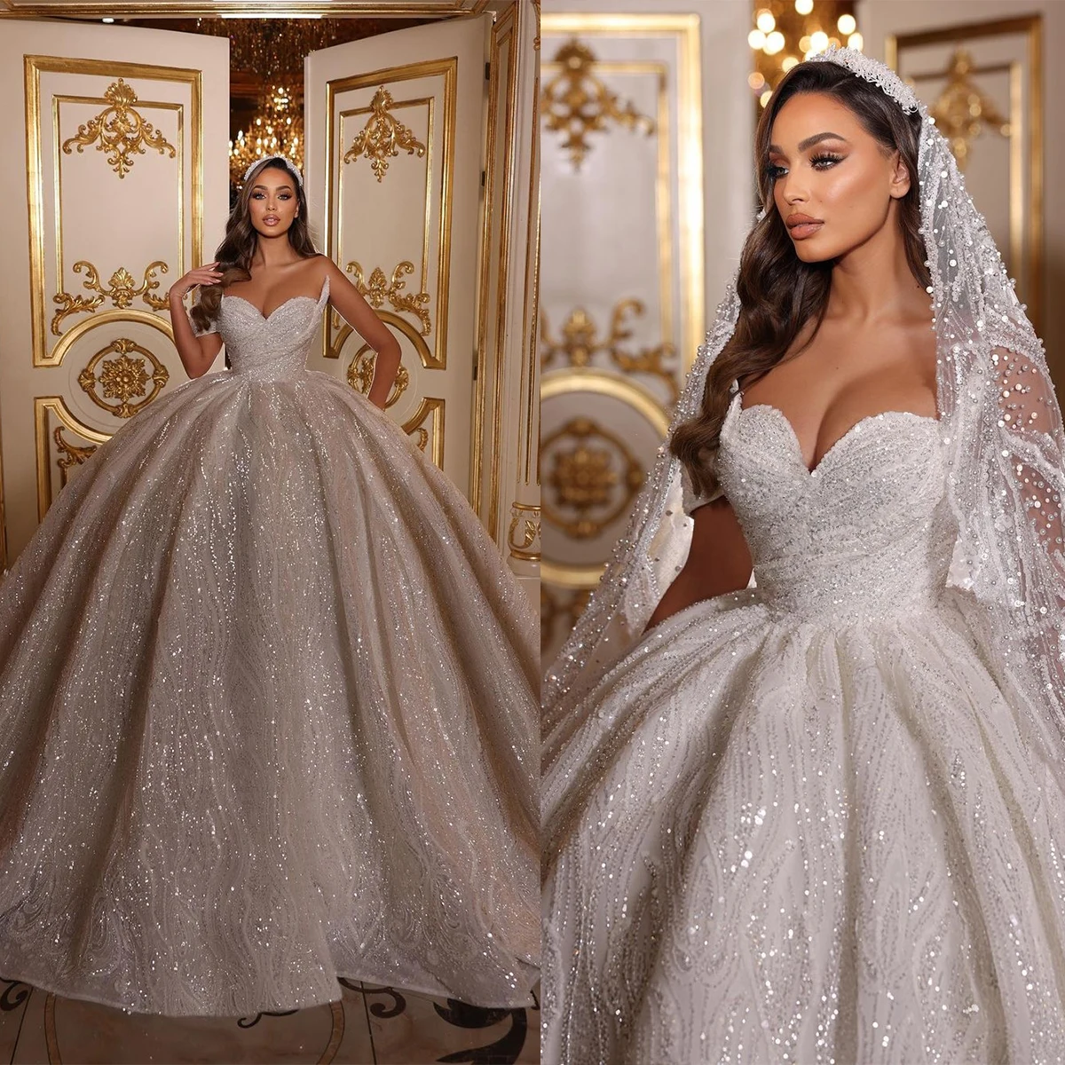 Gorgeous Ball Gown Wedding Dress For Women Sweetheart Sequins Bridal Gown One-Shoulder Sleeveless Sweep Train Skirt Dresses
Gorgeous Ball Gown Wedding Dress For Women Sweetheart Sequins Bridal Gown One-Shoulder Sleeveless Sweep Train Skirt Dresses