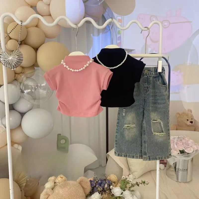 3-8Y Girl's summer suit foreign style female baby summer short-sleeved jeans two-piece children's T-shirt female 80-140cm
3-8Y Girl's summer suit foreign style female baby summer short-sleeved jeans two-piece children's T-shirt female 80-140cm