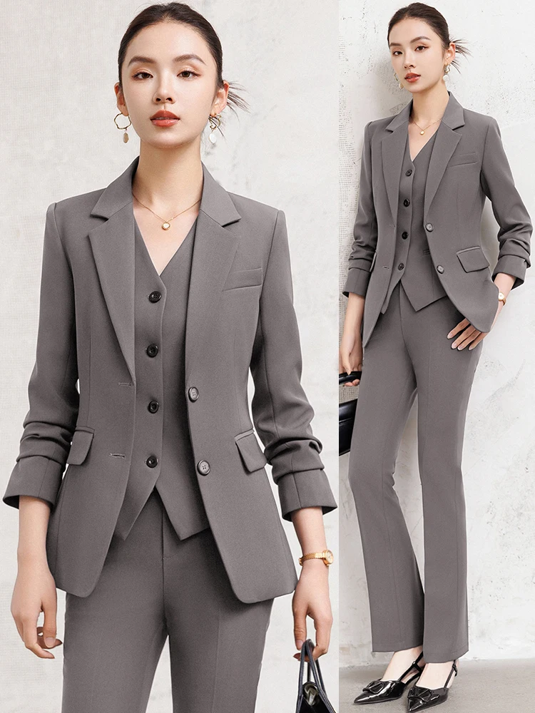 Gray Suit Set Women's Formal Wear Interview Outfit Professional Career Vest Three-Piece Work Uniform Spring Autumn Style
Gray Suit Set Women's Formal Wear Interview Outfit Professional Career Vest Three-Piece Work Uniform Spring Autumn Style