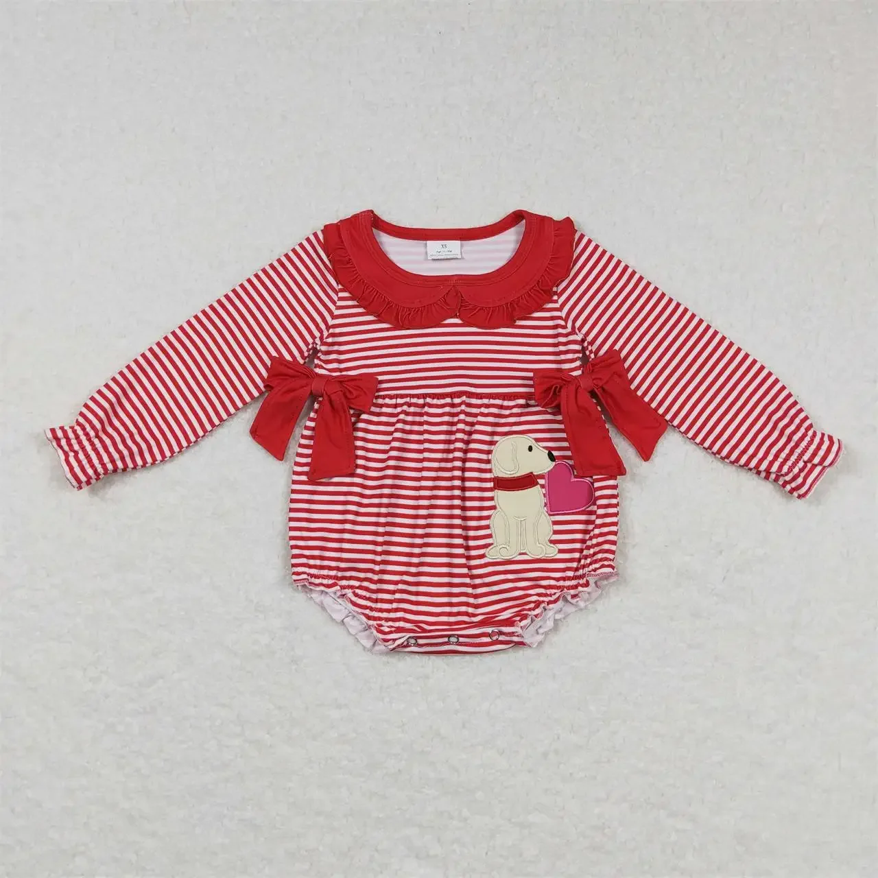 Toddler Valentine's Day Long Sleeve Red Strips Baby Girl Embroidery Love Dog Newborn Infant Romper Children Bubble Jumpsuit
Toddler Valentine's Day Long Sleeve Red Strips Baby Girl Embroidery Love Dog Newborn Infant Romper Children Bubble Jumpsuit