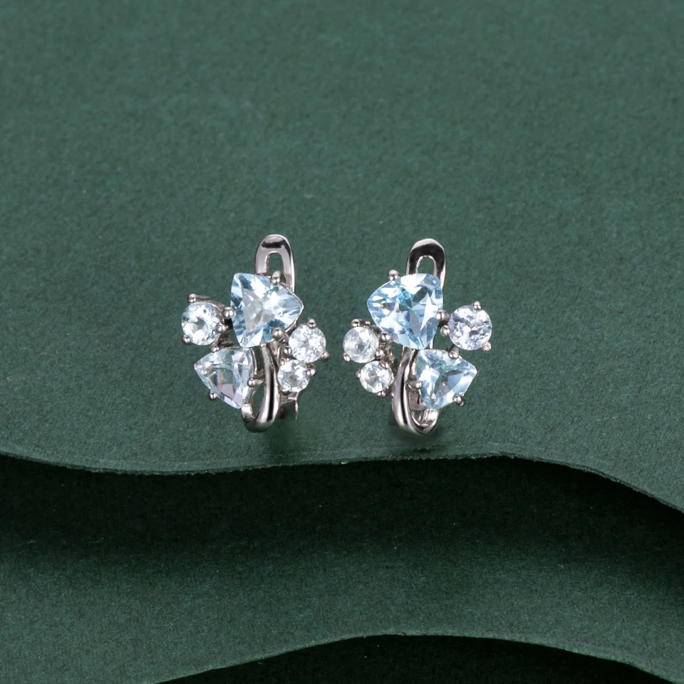 Natural Sky Blue Topaz Floral Stud Clasp Earrings Real 925 Sterling Silver Gemstone for Woman Girl Simple Gift Fine Jewelry
Natural Sky Blue Topaz Floral Stud Clasp Earrings Real 925 Sterling Silver Gemstone for Woman Girl Simple Gift Fine Jewelry