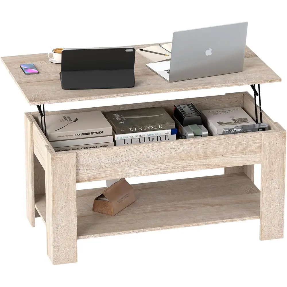 Illuminated Coffee Table with Hidden Storage and Wooden Shelf for Living Room or Home Office, Natural Style
Illuminated Coffee Table with Hidden Storage and Wooden Shelf for Living Room or Home Office, Natural Style