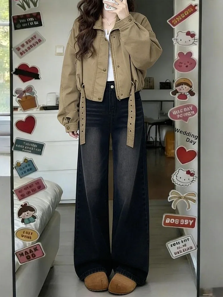 High Waist Wide Leg Denim Jeans Women's plus Size Black Grey Straight Floor-Length Pants Spring New Style Slimming Effect
High Waist Wide Leg Denim Jeans Women's plus Size Black Grey Straight Floor-Length Pants Spring New Style Slimming Effect
