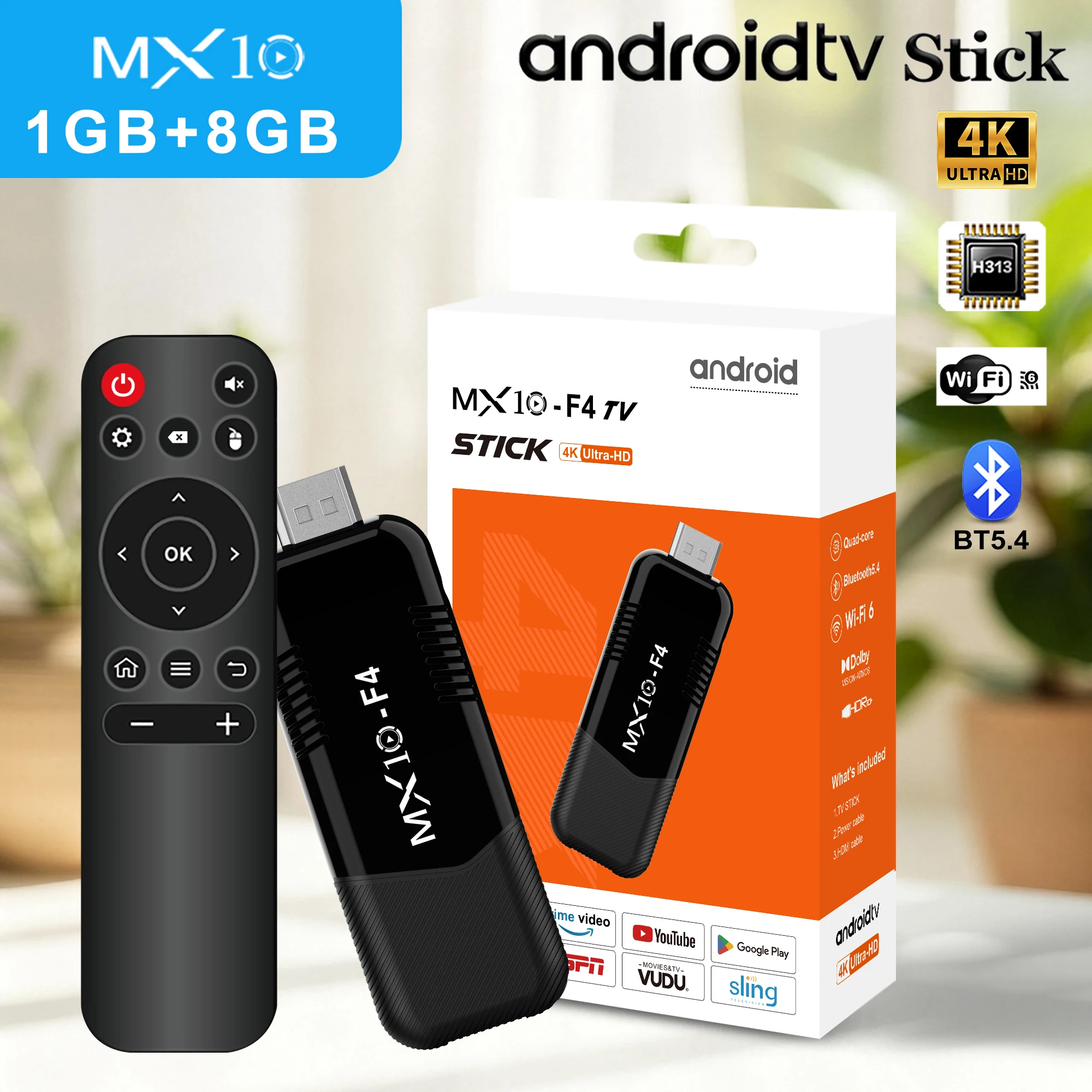 MX10 F4 Android TV Stick Allwinner H313 con Wifi 2,4G 5G Wifi6 marca Dual 4GB 64GB 4K 3D HDR por voz DC 5V TV STICK
MX10 F4 Android TV Stick Allwinner H313 con Wifi 2,4G 5G Wifi6 marca Dual 4GB 64GB 4K 3D HDR por voz DC 5V TV STICK