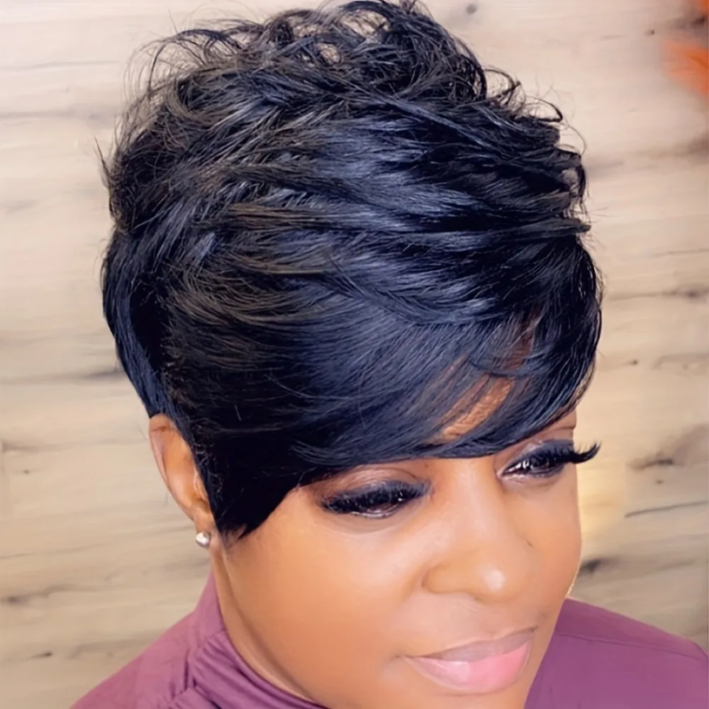 Short Bob Pixie Cut Wavy Wig With Bangs Full Machine Made Wigs For Women Brazilian Straight Wig Human Hair
Short Bob Pixie Cut Wavy Wig With Bangs Full Machine Made Wigs For Women Brazilian Straight Wig Human Hair