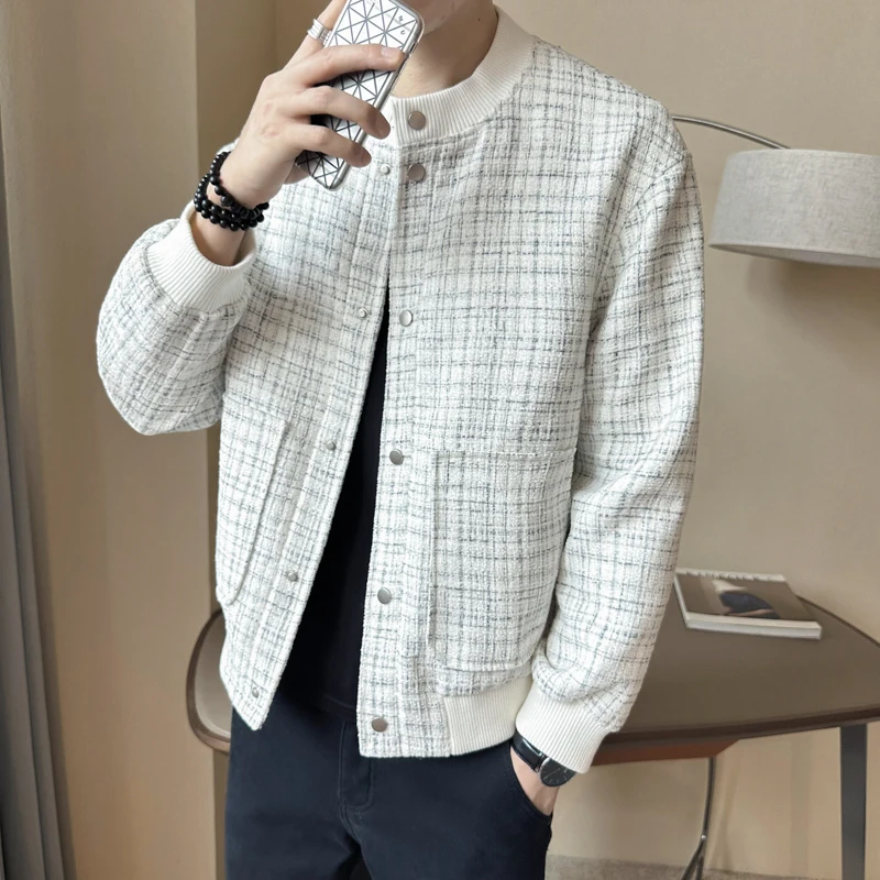 SpringAutumn Korean High-end Fashion Baseball Collar Men's Jacket Single Breasted Slim Casual Small Fragrance Jacket Black/white
SpringAutumn Korean High-end Fashion Baseball Collar Men's Jacket Single Breasted Slim Casual Small Fragrance Jacket Black/white