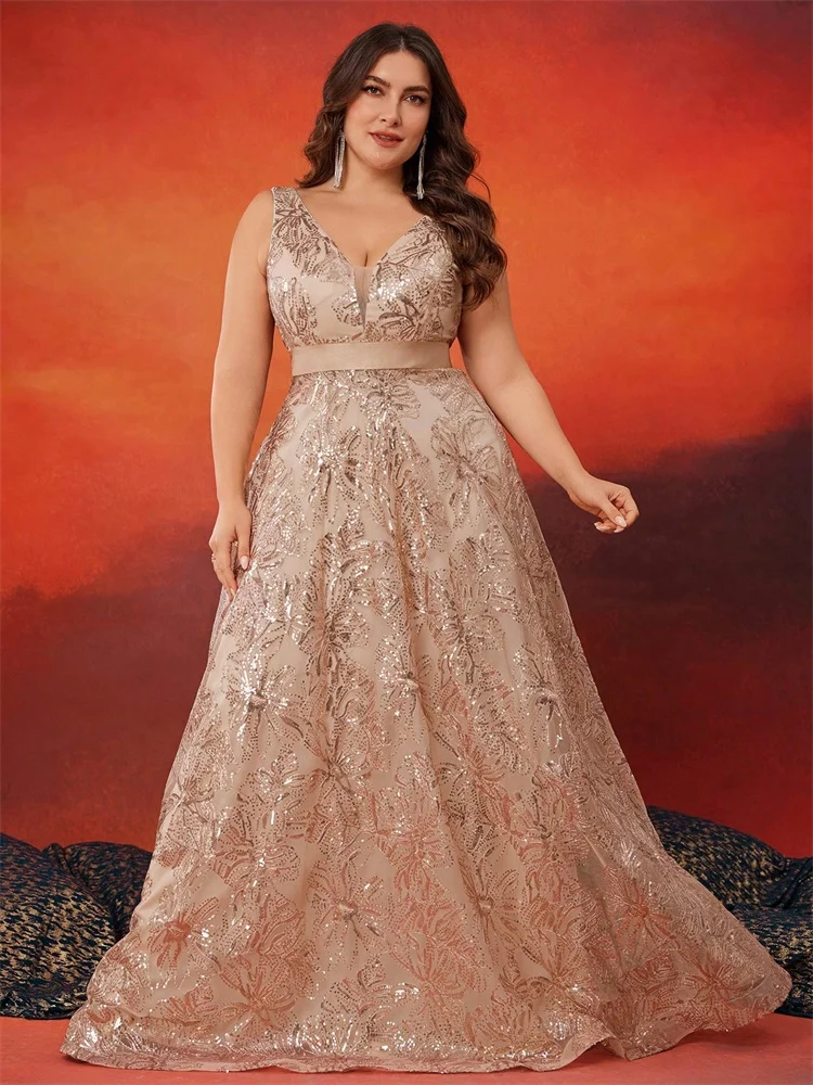 Customized Luxury Deep V-Neck Sequins Gold Evening Dress A-line 2025 Women Elegant V-back Wedding Party Long Prom Cocktail Gowns
Customized Luxury Deep V-Neck Sequins Gold Evening Dress A-line 2025 Women Elegant V-back Wedding Party Long Prom Cocktail Gowns