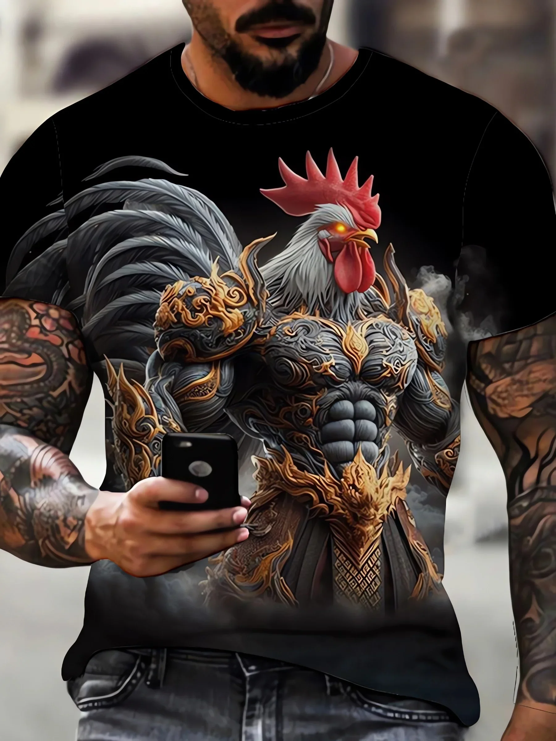 Summer Personalized Cool Battle Rooster Print Pattern Kids Men's T-shirt Street Fashion Trend Short Sleeved Round Neck Top
Summer Personalized Cool Battle Rooster Print Pattern Kids Men's T-shirt Street Fashion Trend Short Sleeved Round Neck Top