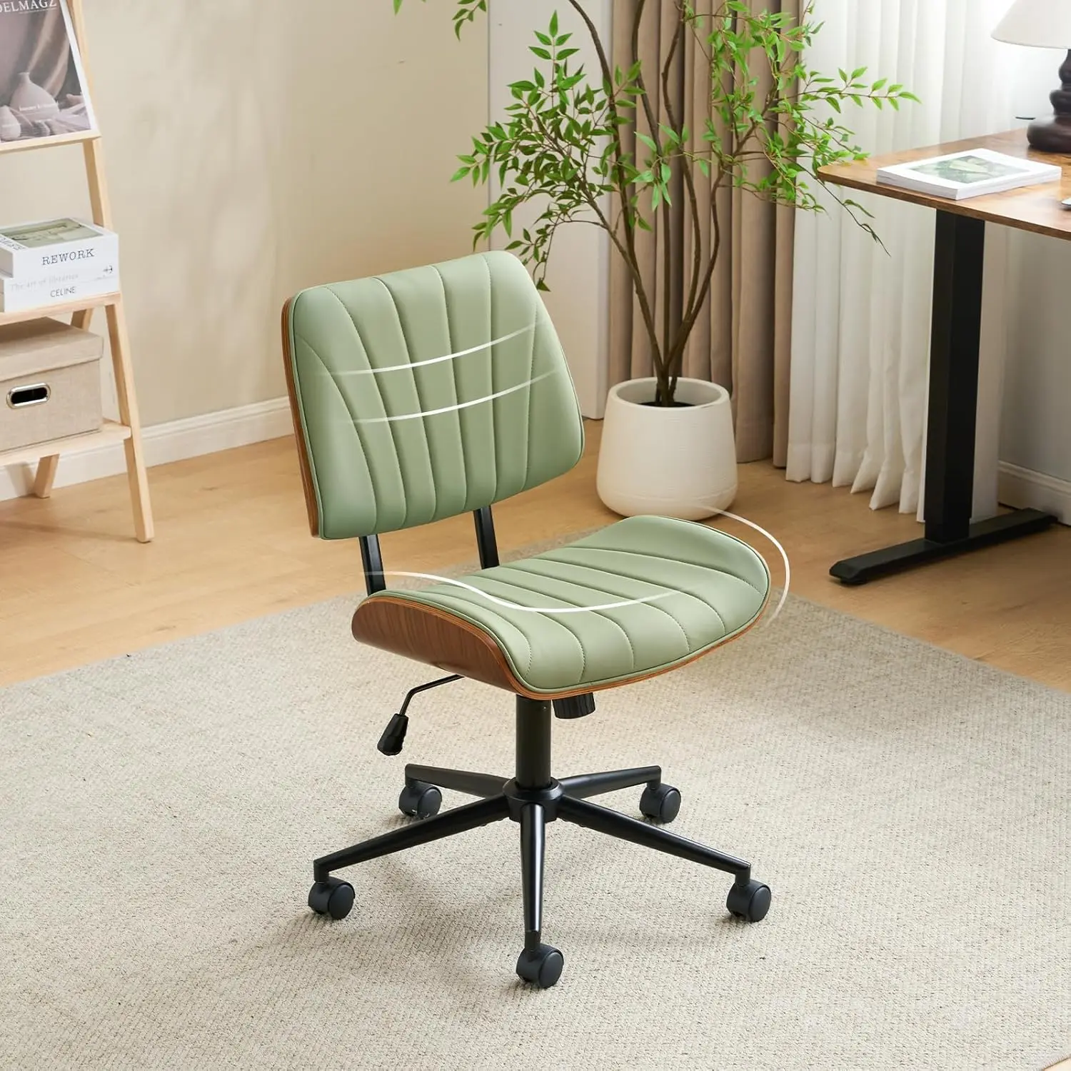 Wide Curved Seat&Back Armless Home Office Chair,Ergoromic Adjustable-Height Desk Chair,Swivel&Tilting Function,Stylish Walnut
Wide Curved Seat&Back Armless Home Office Chair,Ergoromic Adjustable-Height Desk Chair,Swivel&Tilting Function,Stylish Walnut