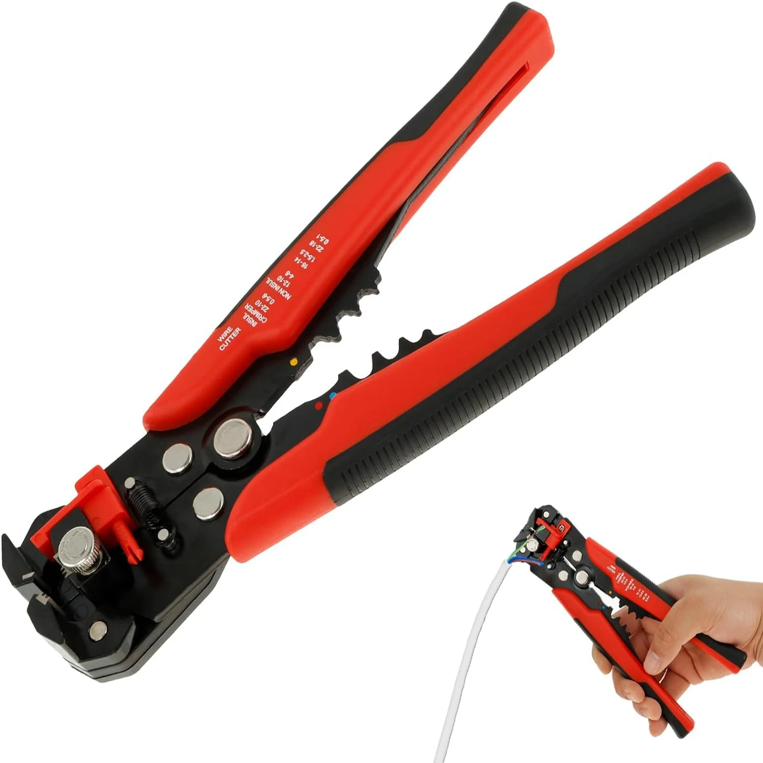 Reliable, durable, and versatile red adjustable wire stripping pliers for efficient cutting, crimping, and stripping of 10-24 AW
Reliable, durable, and versatile red adjustable wire stripping pliers for efficient cutting, crimping, and stripping of 10-24 AW