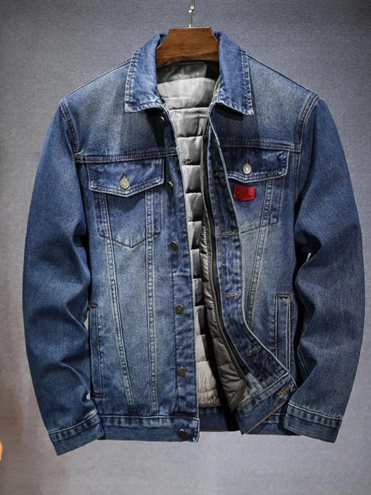 Thiened Cotton Retro Workwear Denim Jaet Men's Removable Inner Korean Sle Slim Fit Top Warmth Outerwear
Thiened Cotton Retro Workwear Denim Jaet Men's Removable Inner Korean Sle Slim Fit Top Warmth Outerwear