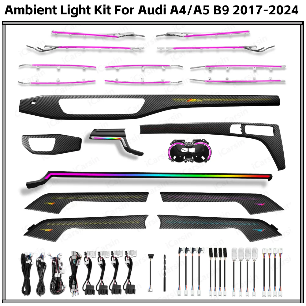 Обновленная версия с коротким колесом, светодиодное украшение для интерьера автомобиля для Audi A4/A5 B9 2017-2024, аксессуары для отделки
Обновленная версия с коротким колесом, светодиодное украшение для интерьера автомобиля для Audi A4/A5 B9 2017-2024, аксессуары для отделки