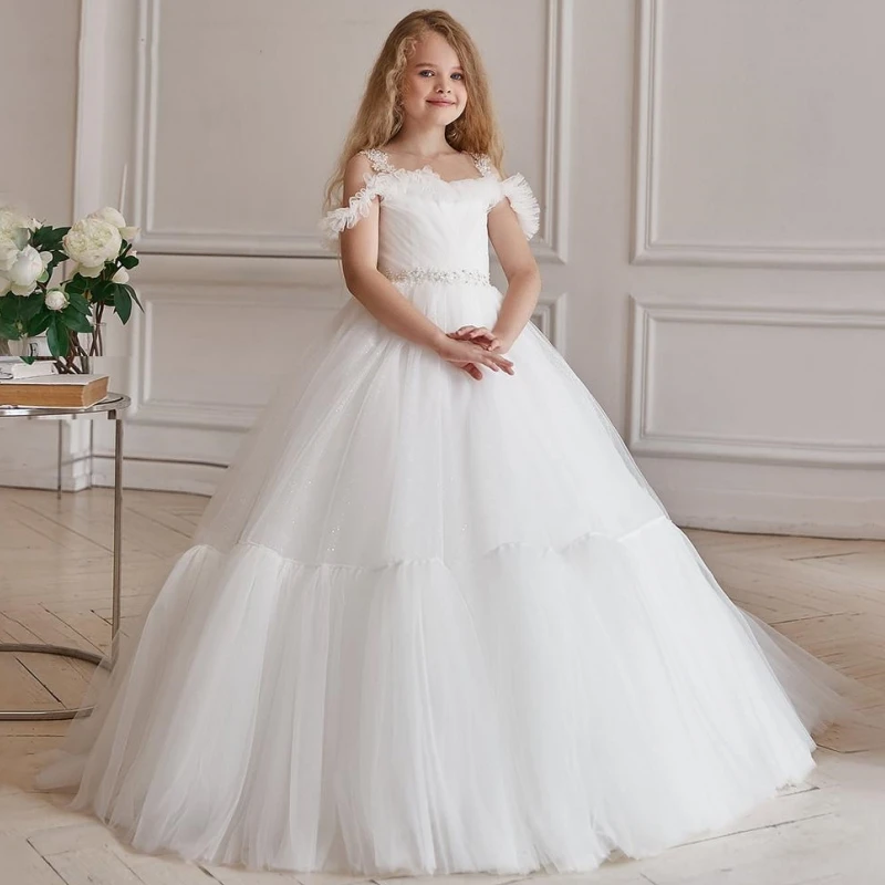 Flower Girl Dresses White Tulle Puffy Diamond Belt With Tailing Short Sleeve For Wedding Birthday Party First Communion Gowns
Flower Girl Dresses White Tulle Puffy Diamond Belt With Tailing Short Sleeve For Wedding Birthday Party First Communion Gowns