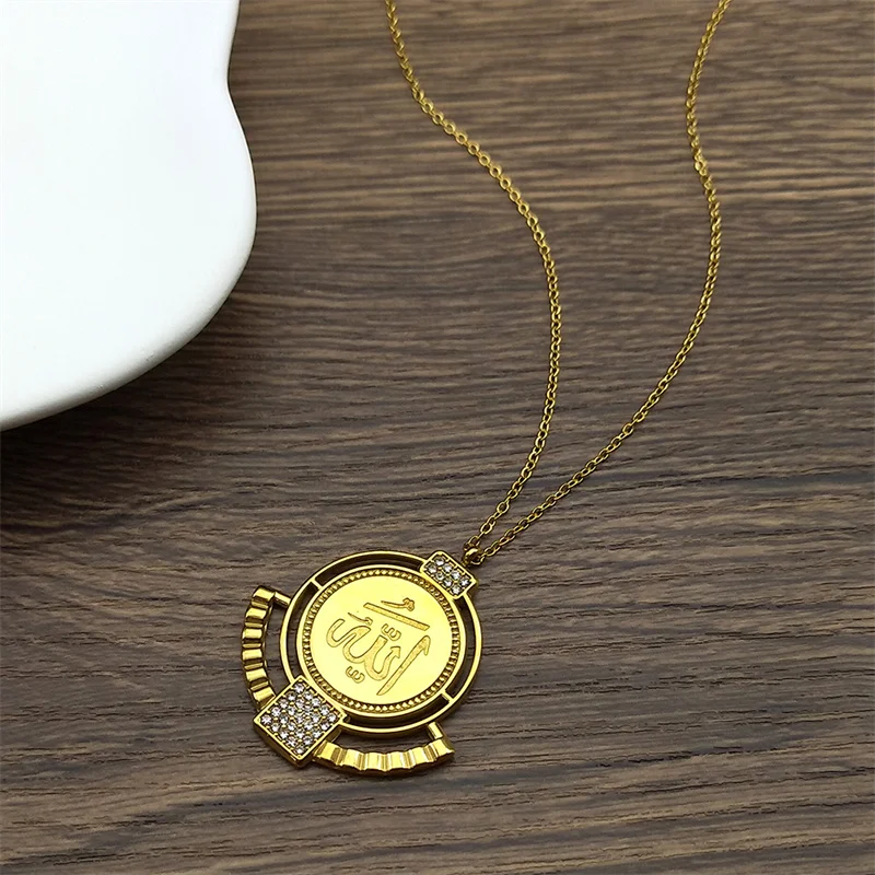 Arabic God Allah Zircon Scripture Medal Pendant Necklaces for Women Men Stainless Steel Gold Color Islamic Muslim Chain Jewelry
Arabic God Allah Zircon Scripture Medal Pendant Necklaces for Women Men Stainless Steel Gold Color Islamic Muslim Chain Jewelry
