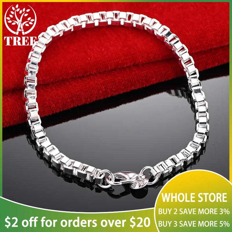 ALITREE 925 Sterling Silver Bracelet For Woman 4mm Box Chain Wedding Accessories Birthday Party Fashion Charm Jewelry
ALITREE 925 Sterling Silver Bracelet For Woman 4mm Box Chain Wedding Accessories Birthday Party Fashion Charm Jewelry
