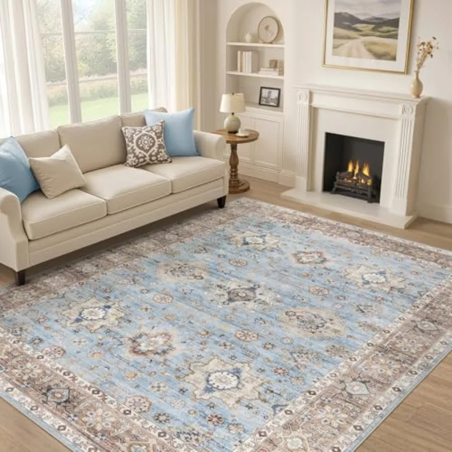 10x14 area rug for living room: vintage pattern, washable blue brown polyester rug with non-slip backing, stain resistant and s
10x14 area rug for living room: vintage pattern, washable blue brown polyester rug with non-slip backing, stain resistant and s