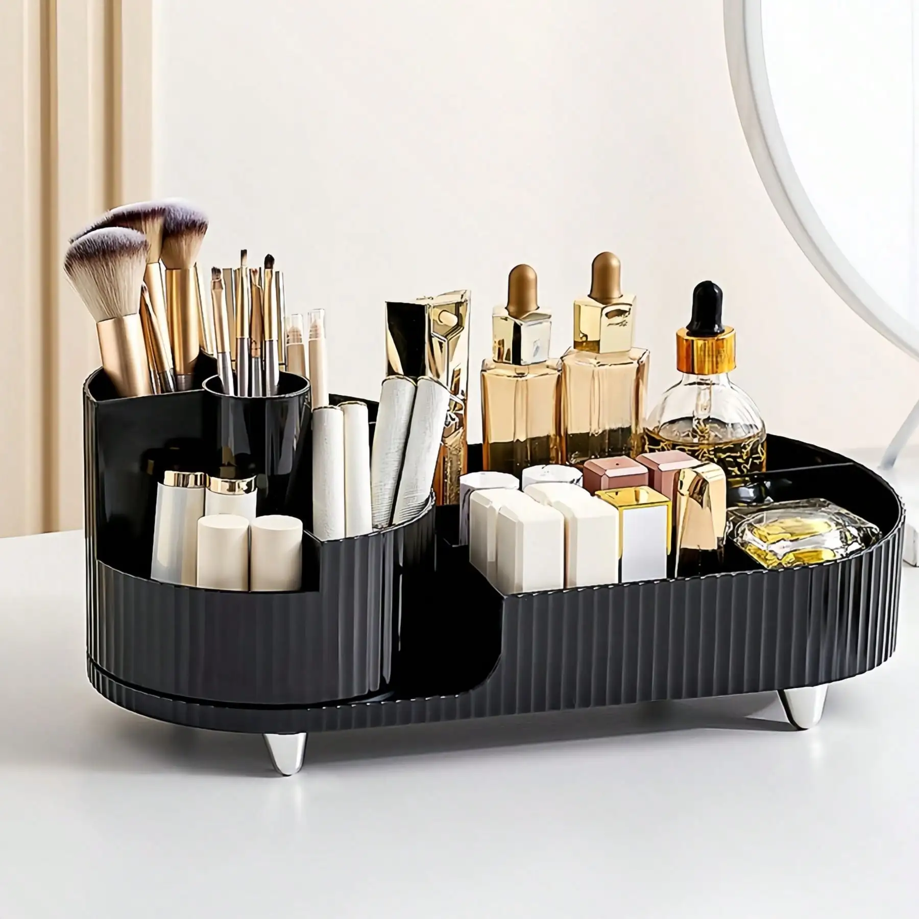1pc Rotating Makeup Brush Holder, Desk Organizer For Makeup Brushes, Eyebrow Pencils, Pens; Great Stationery Storage Box For Classroom And Art Studio, Holiday Gift,For Holiday Beach, Bathroom Collection, Bedroom Collection, Large Capacity,Makeup Bag,Trave
1pc Rotating Makeup Brush Holder, Desk Organizer For Makeup Brushes, Eyebrow Pencils, Pens; Great Stationery Storage Box For Classroom And Art Studio, Holiday Gift,For Holiday Beach, Bathroom Collection, Bedroom Collection, Large Capacity,Makeup Bag,Trave