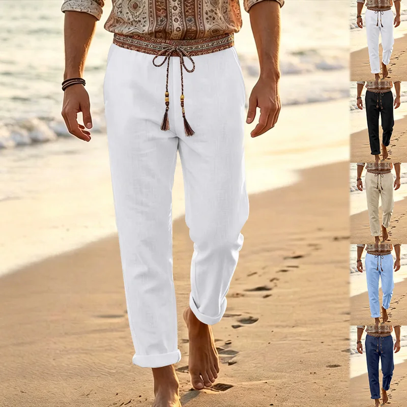 Summer Men Linen Beach Pants Loose Bohemian Straight Leg Trousers Lightweight Breathable Casual Daily Pants for Man Summer
Summer Men Linen Beach Pants Loose Bohemian Straight Leg Trousers Lightweight Breathable Casual Daily Pants for Man Summer
