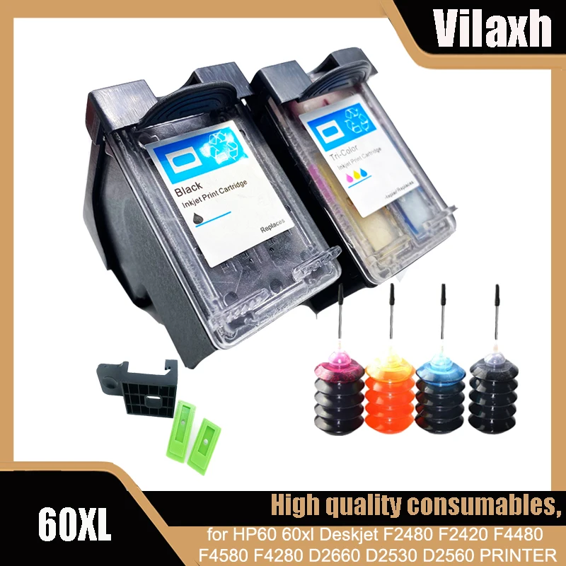 Чернильные картриджи Vilaxh 60Xl, совместимы с HP 60 XL, Deskjet F2480 F2420 F4480 F4580 F4280 D2660 D2530 D2560
Чернильные картриджи Vilaxh 60Xl, совместимы с HP 60 XL, Deskjet F2480 F2420 F4480 F4580 F4280 D2660 D2530 D2560