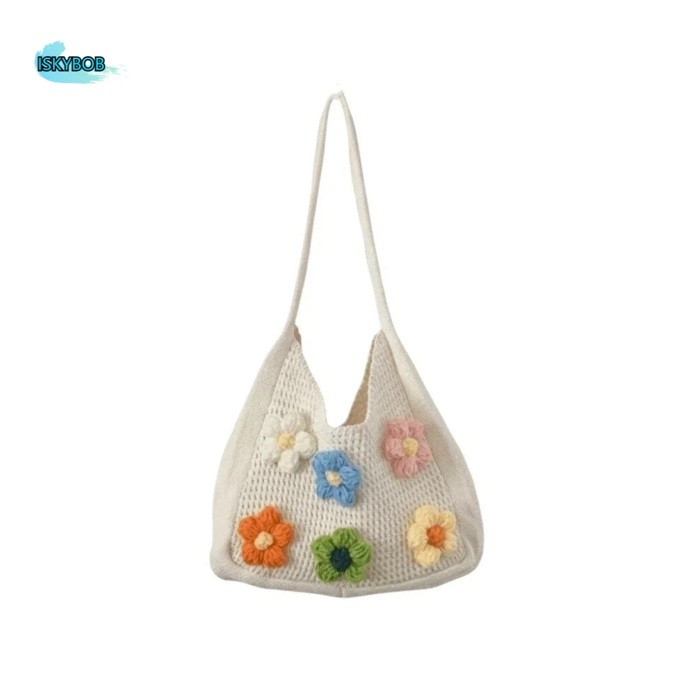 Sweet Knitted Tote Bag Breathable with Crochet Flowers Crochet Shoulder Bag Polyester Lightweight Seaside Vacation Handbag Daily
Sweet Knitted Tote Bag Breathable with Crochet Flowers Crochet Shoulder Bag Polyester Lightweight Seaside Vacation Handbag Daily