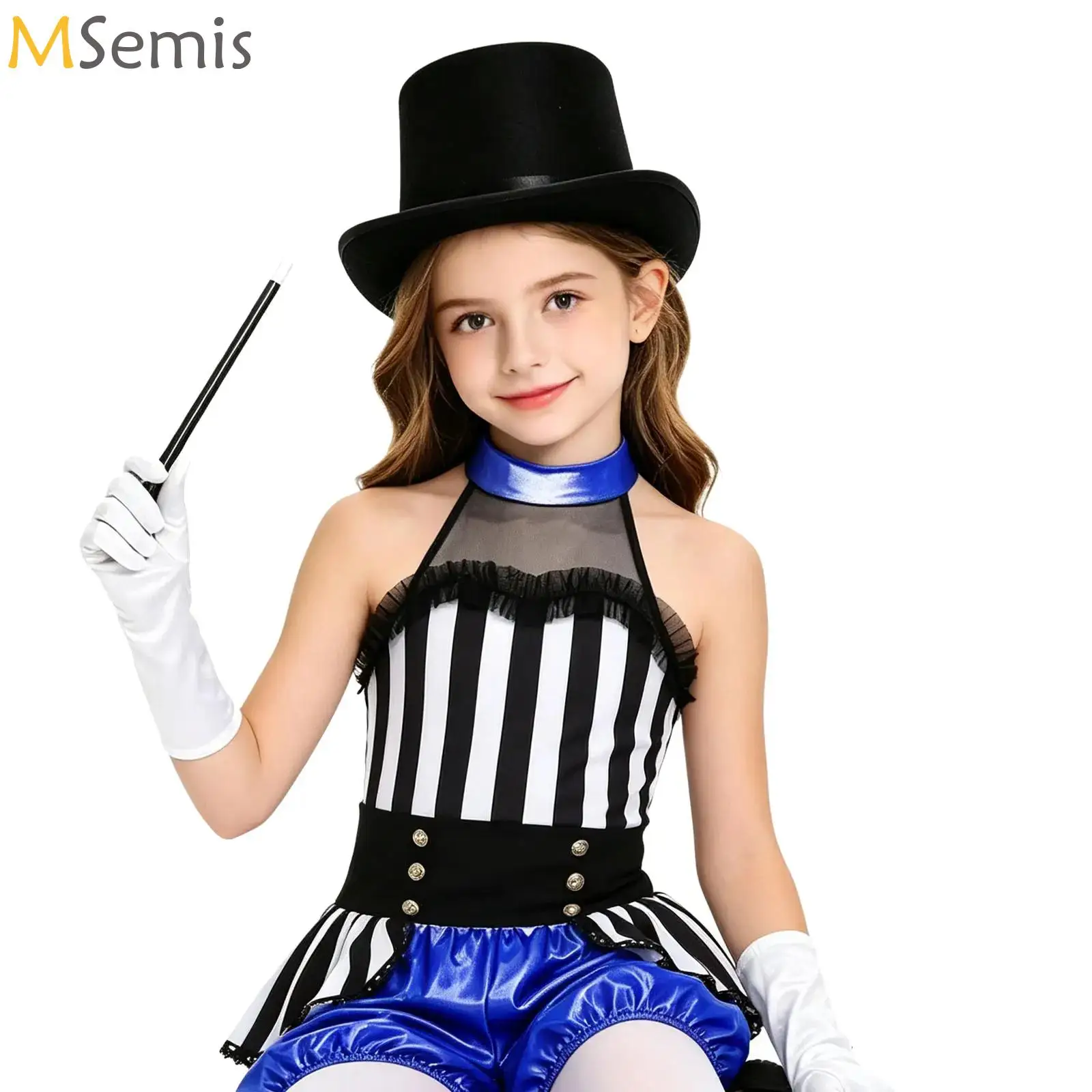 Girls Ballet Dance Dress Metallic Modern Latin Jazz Dance Stage Performance Leotard 4 Pieces Magician Circus Ringmaster Costume
Girls Ballet Dance Dress Metallic Modern Latin Jazz Dance Stage Performance Leotard 4 Pieces Magician Circus Ringmaster Costume