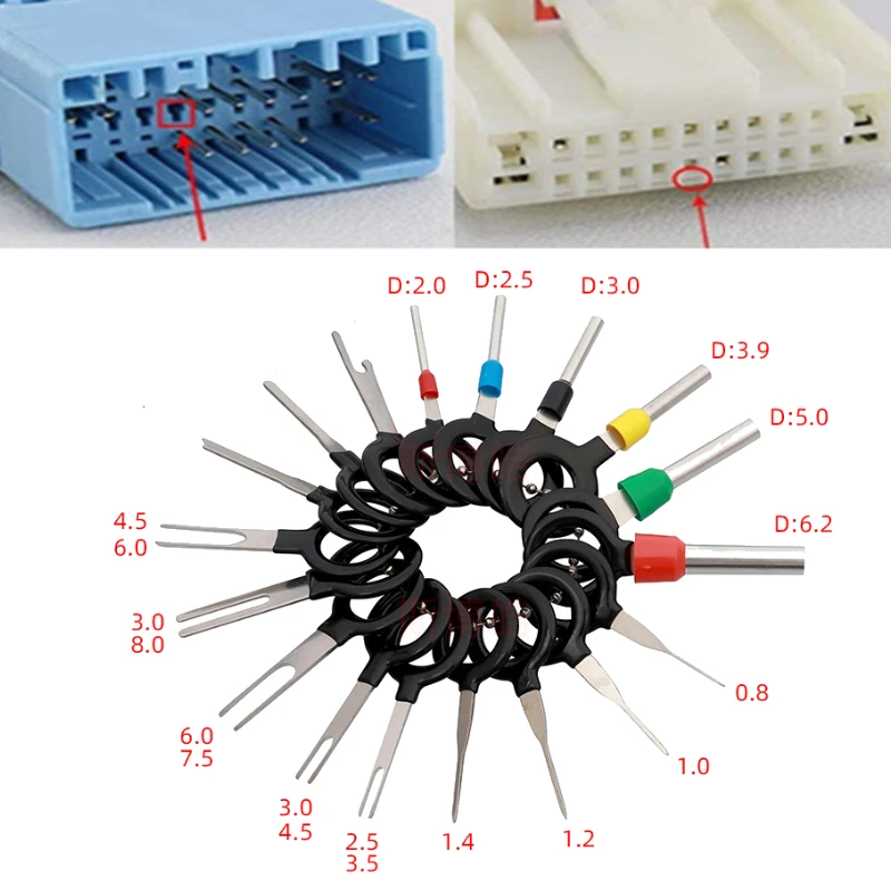 11/18/26Pcs Car Terminal Removal Repair Tools Electrical Wiring Crimp Connector Pin Extractor Kit Keys Automotive Plug Pullers 
11/18/26Pcs Car Terminal Removal Repair Tools Electrical Wiring Crimp Connector Pin Extractor Kit Keys Automotive Plug Pullers