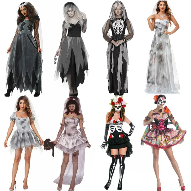 Multiple Adult Scary Skull Ghosts Bride Costume Women Zombie Vampire Cosplay Carnival Halloween Party Day of The Dead Dress Up
Multiple Adult Scary Skull Ghosts Bride Costume Women Zombie Vampire Cosplay Carnival Halloween Party Day of The Dead Dress Up