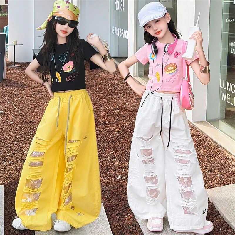 Teen Girls Fashion Street Style Y2K Clothes Set Outfits For Girls Summer T-shirt+Broken Pants Streetwear Kids Cool Clothing Suit
Teen Girls Fashion Street Style Y2K Clothes Set Outfits For Girls Summer T-shirt+Broken Pants Streetwear Kids Cool Clothing Suit
