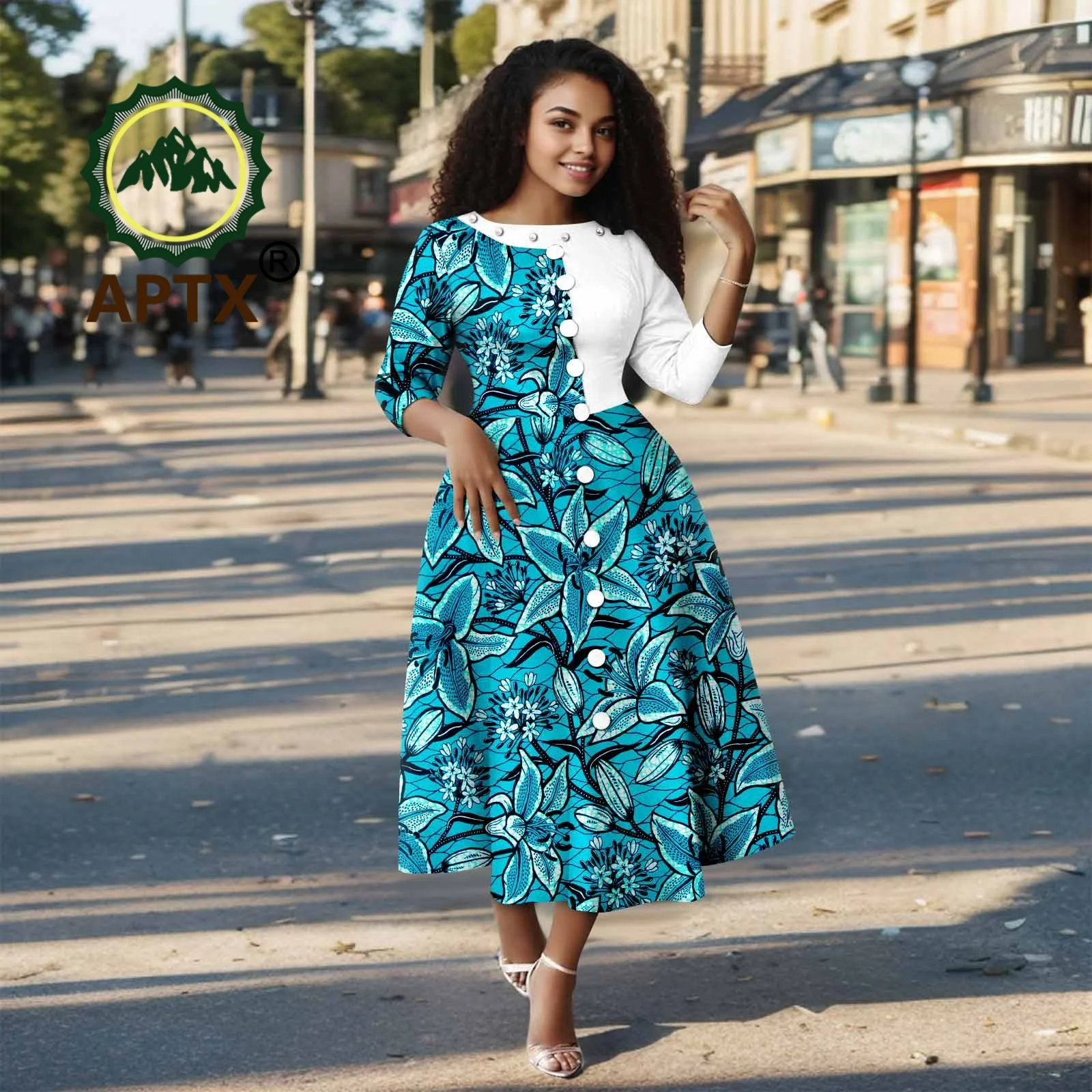 African Outfit for Women Ankara Print O-Neck Three Quarter Sleeve Mid-Calf Dress with Pocket Dashiki Casual Party Dress
African Outfit for Women Ankara Print O-Neck Three Quarter Sleeve Mid-Calf Dress with Pocket Dashiki Casual Party Dress