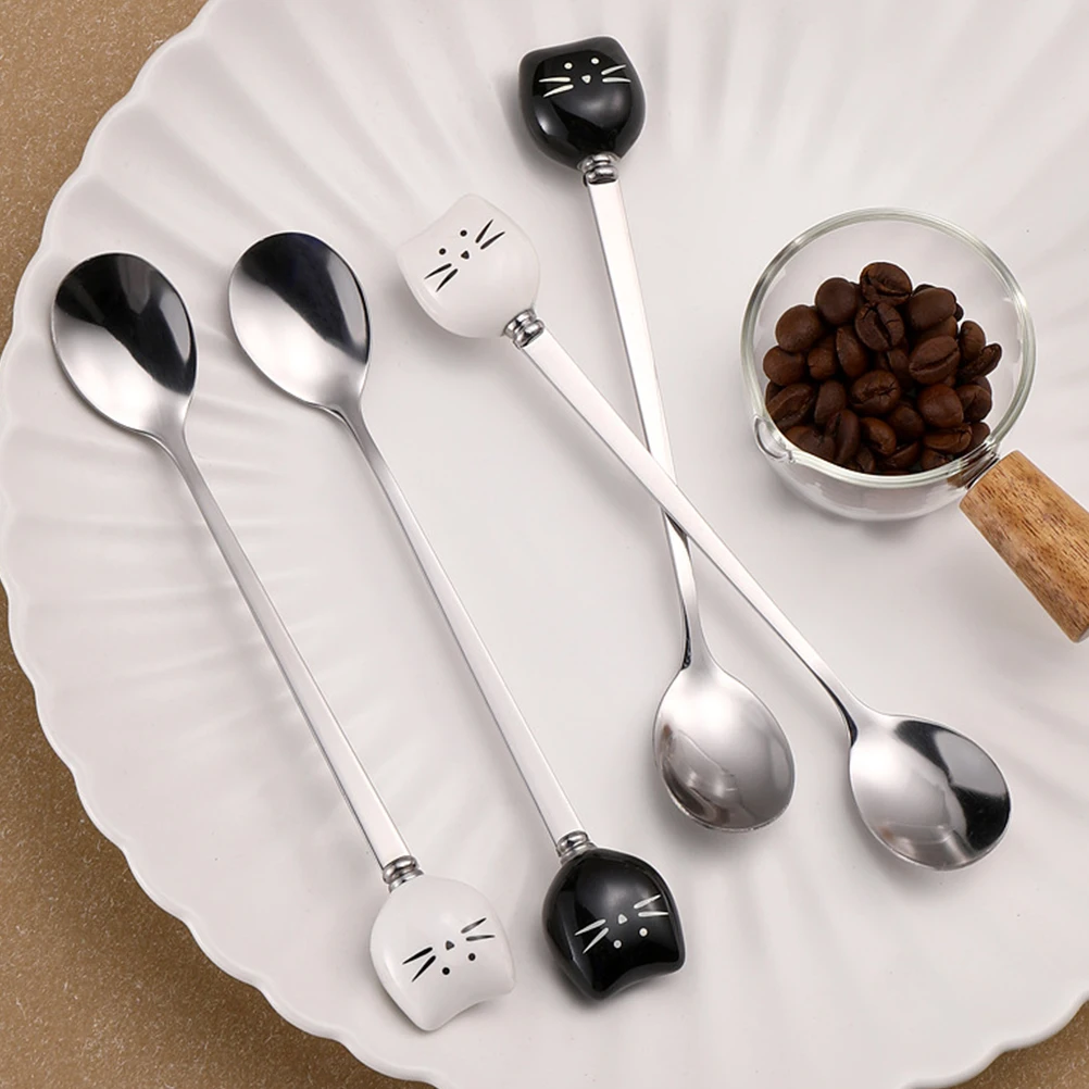 6 Pcs Ceramic Cat Dessert Spoon Cute Stainless Steel Long Handle Mixing Spoon for Coffee Tea Ice Cream Easy to Clean
6 Pcs Ceramic Cat Dessert Spoon Cute Stainless Steel Long Handle Mixing Spoon for Coffee Tea Ice Cream Easy to Clean