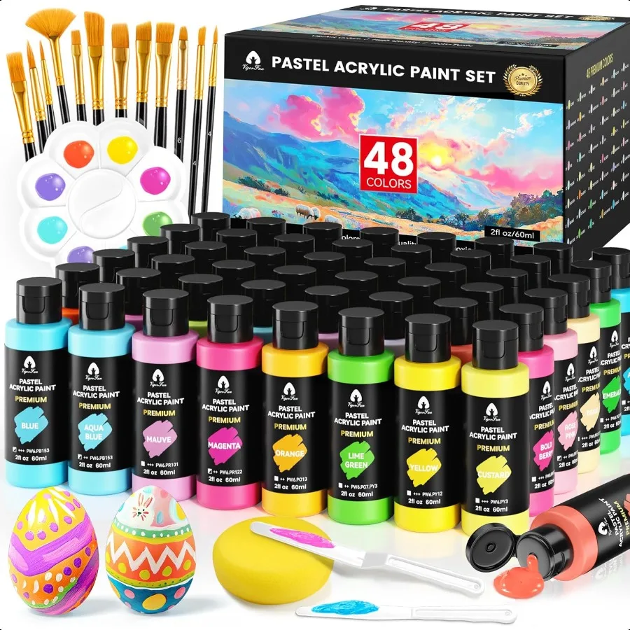 VigorFun 64 Pcs Pastel Acrylic Paint Set with 12 Brushes 2 Knives Palette 48 Colors 2oz 60ml for s Beginners Canvas Ceramic Roc
VigorFun 64 Pcs Pastel Acrylic Paint Set with 12 Brushes 2 Knives Palette 48 Colors 2oz 60ml for s Beginners Canvas Ceramic Roc