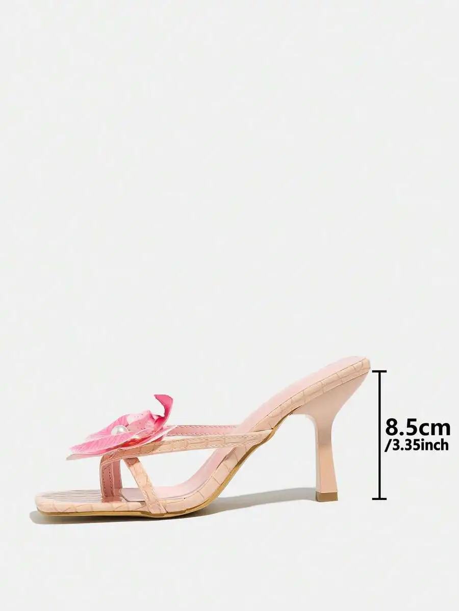 Womens Floral Pearl Thong Mule Heels Pink Square Toe Stiletto Sandals
Womens Floral Pearl Thong Mule Heels Pink Square Toe Stiletto Sandals