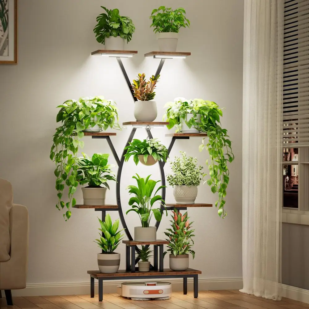 Stand Indoor with Grow Lights 9 Tiered Tall Plant Shelf, 63 Corner Plant Stands for Indoor Plants Multiple, XShaped Metal Flowe
Stand Indoor with Grow Lights 9 Tiered Tall Plant Shelf, 63 Corner Plant Stands for Indoor Plants Multiple, XShaped Metal Flowe