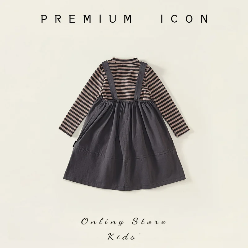 Girls' Overalls Set2025Autumn New Fashionable Children's Striped Long Sleeve Top Casual Workwear Two-Piece Set 
Girls' Overalls Set2025Autumn New Fashionable Children's Striped Long Sleeve Top Casual Workwear Two-Piece Set